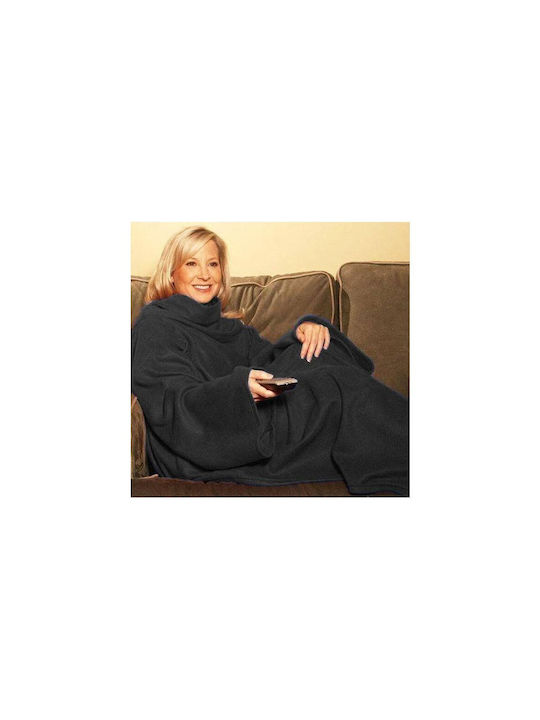 Pătură Fleece Cu Mâneci 138x180cm Neagră