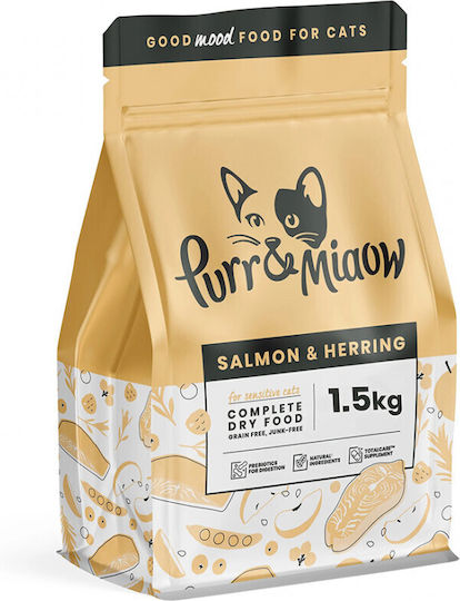 Pooch & Mutt Purr Miaow Dry Food Grain-Free for Adult Cats with Herring / Salmon 1.5kg