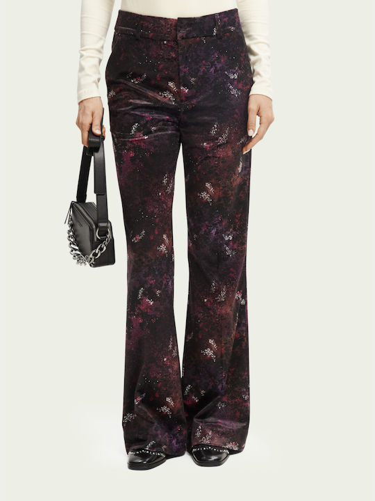 Scotch & Soda Women's High-waisted Fabric Trousers Bell Midnight Slate Scotch & Soda Women's High-waisted Fabric Trousers Bell Midnight Slate