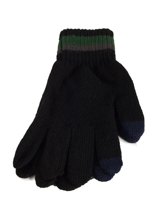Unisex πλεκτά γάντια αφής μαύρα - 20091-blk