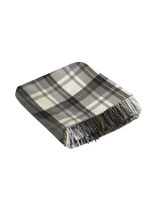 TnS Κουβέρτα Fleece Καναπέ με Κρόσσια 130x170εκ. Γκρι