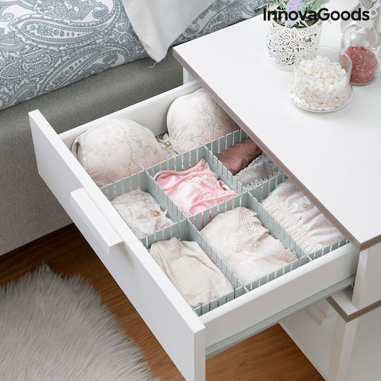 InnovaGoods Condor Πλαστικό Διαχωριστικό Συρταριών για Κάλτσες σε Γκρι Χρώμα 16τμχ