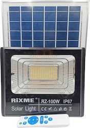 Rixme Στεγανός Ηλιακός Προβολέας LED 100W Θερμό Λευκό με Τηλεχειριστήριο IP67