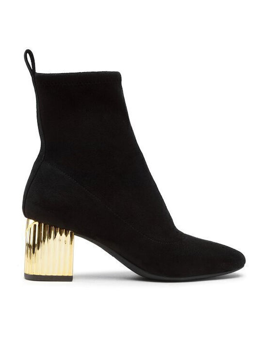 Porter Mid Suede Γυναικεία Μποτάκια με Μεσαίο Τακούνι Μαύρα