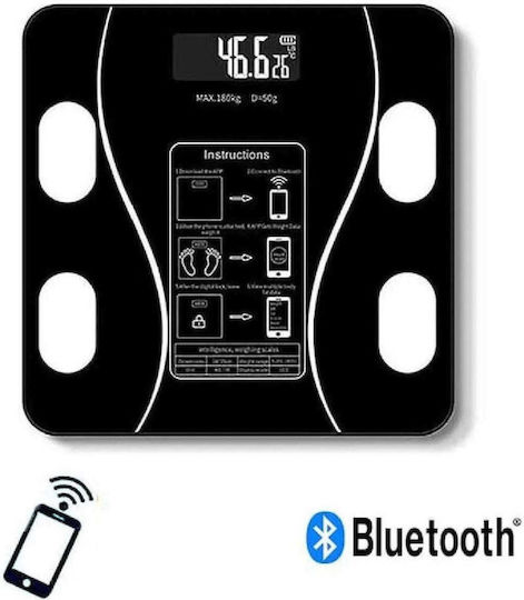 Smart Cantar cu Analizator de Grasime & Bluetooth in culoare Negru 01958
