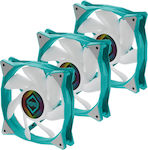 Iceberg Thermal IceGALE Ventilator Carcasă 120mm cu Iluminare ARGB și Conexiune 3-Pin / 4-Pin PWM 3buc Teal