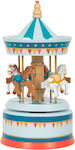 Small Foot Christmas Decorative Wooden Carousel Light Blue with Music and Movement 20x11x11cm.