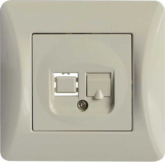 Lineme Complete Single Telephone Socket Beige 50-00115-30