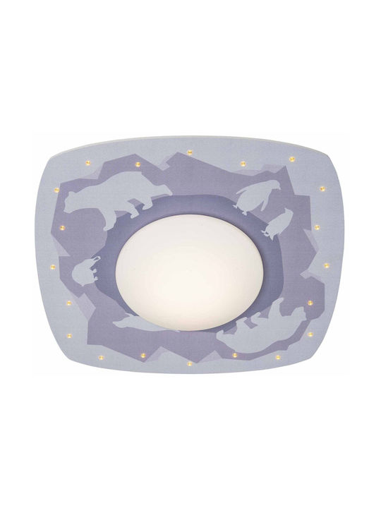 Elobra Antarctic Scandi Single Bulb Kids Lighting Ceiling Light Wooden 11W In Purple Colour elo.