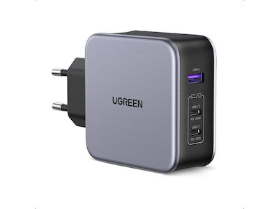 Ugreen Charger Without Cable with USB-A Port and 2 USB-C Ports 140W Power Delivery / Quick Charge 4+ Blacks (Nexode GaN)