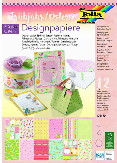 Folia Χαρτόνι Glitter Spring/Easter A4 σε Μπλοκ 12 Φύλλων