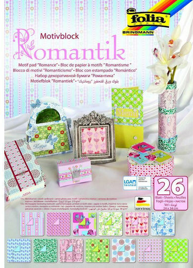 Folia Karton Romantisch in Blöcken 26 Blätter 24x34cm.
