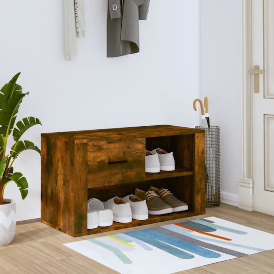 Wooden Shoe Organizer with 2 Shelves Yellow 80x35x45cm