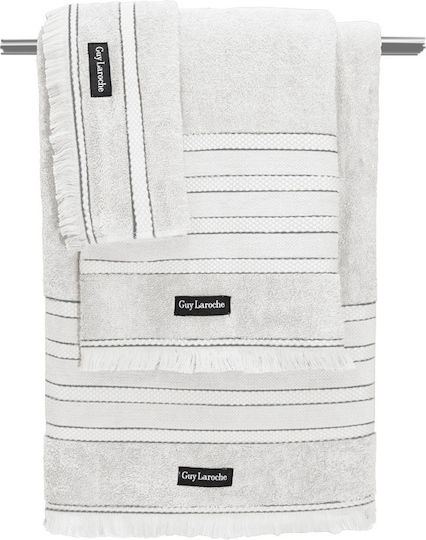 Guy Laroche Σετ Πετσέτες Μπάνιου 3τμχ Sarlin White Βάρους 500gr/m²