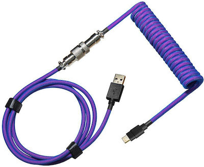 CoolerMaster Coiled Braided / Spiral USB 2.0 Cable USB-C male - USB-A male Purple 1.5m (KB-CLZ1)