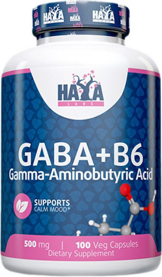 Haya Labs Gaba + B6 500mg 100 Φυτικές Κάψουλες