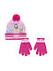 Cerda Kids Beanie Set with Gloves Knitted Pink