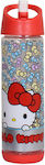 Sunce Πλαστικό Παγούρι με Καλαμάκι Hello Kitty σε Κόκκινο χρώμα