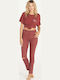 Bestie Women's Fabric Trousers Red
