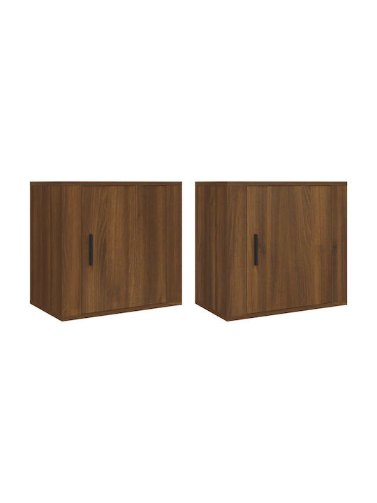 Wooden Bedside Tables 2pcs Brown Oak 50x30x47cm