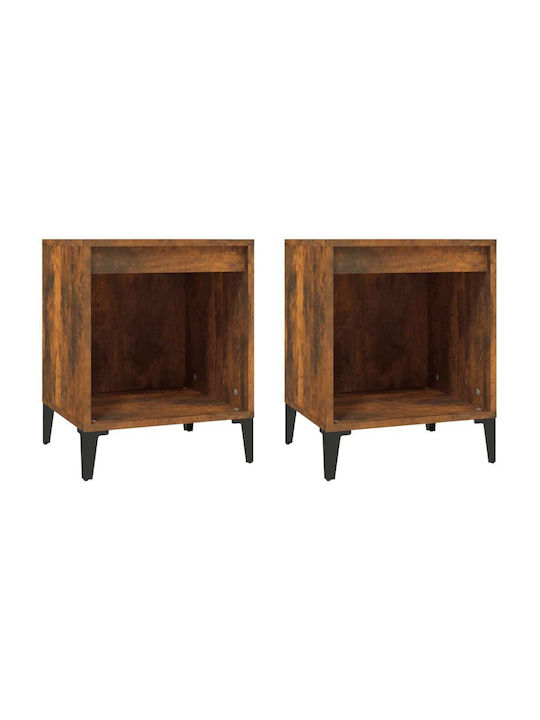 Wooden Bedside Tables 2pcs Smoky Oak 40x35x50cm