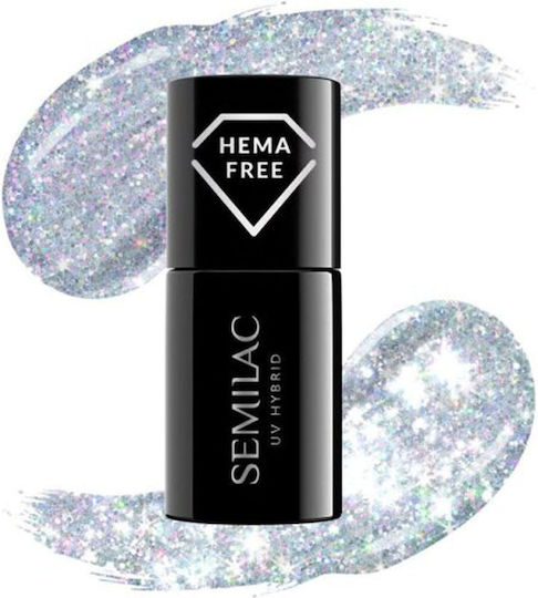 Semilac Classic Halb-permanenter Nagellack 460 Silver Fireworks mit Glitter 7ml 1Stück