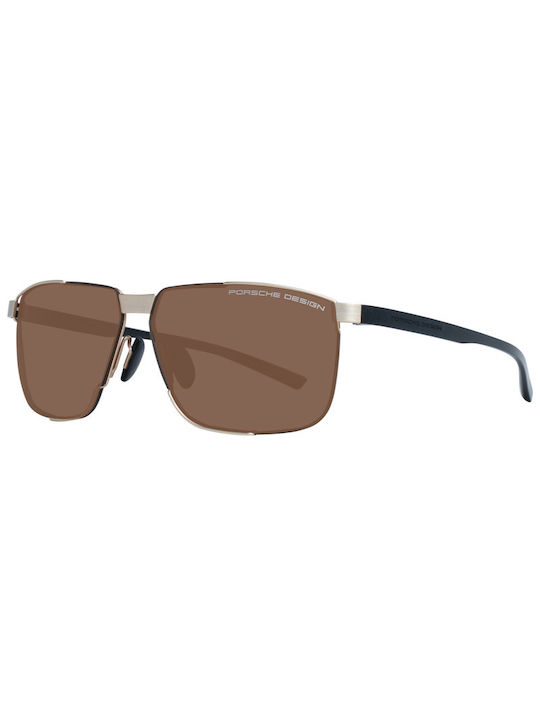 Porsche Design Men's Sunglasses with Black Metal Frame and Brown Lens P8680 B