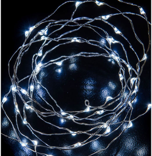 100 Светлини LED 5m. Бели На батерия тип Лента 1бр
