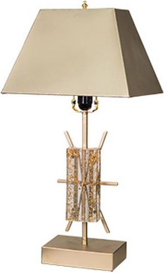 Artekko Chic Metal Table Lamp with Beige Shade and Base