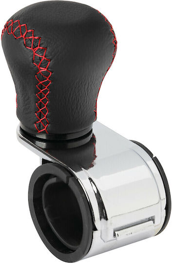 Lampa Lazy Car Steering Wheel Lazy Leather Steering Wheel Cover with Red Stitching and Chrome Armrest 20-40mm