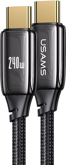 Usams US-SJ581 Braided USB 2.0 Cable USB-C male - USB-C 240W PD Μαύρο 2m SJ581USB01