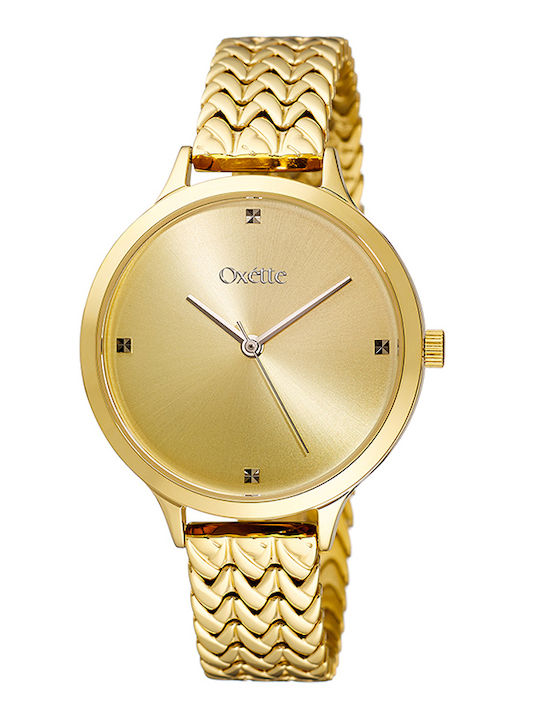 Oxette Γυναικείο Ρολόι 30mm Μπαταρίας με Χρυσό Μεταλλικό Μπρασελέ