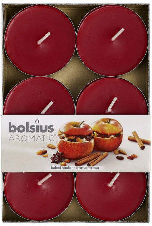 Bolsius Ρεσώ Aromatic με Άρωμα Baked Apple σε Μπορντό Xρώμα (έως 8 Ώρες Καύσης) 6τμχ