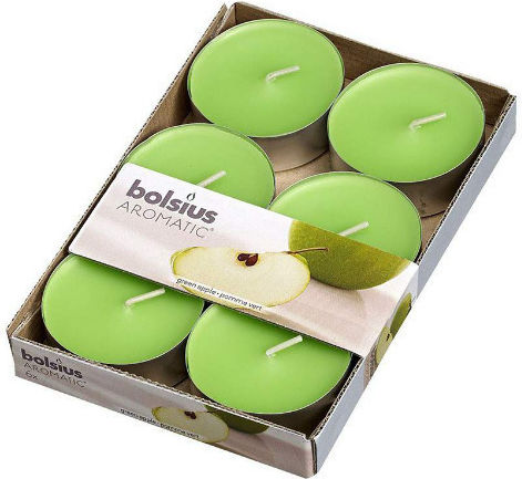 Bolsius Ρεσώ Aromatic με Άρωμα Green Apple σε Πράσινο Xρώμα (έως 8 Ώρες Καύσης) 6τμχ