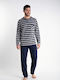 men's striped pajamas grey with blue