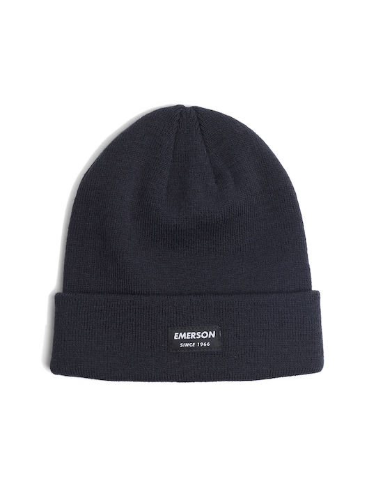 Emerson Beanie Unisex Beanie Knitted in Navy Blue color