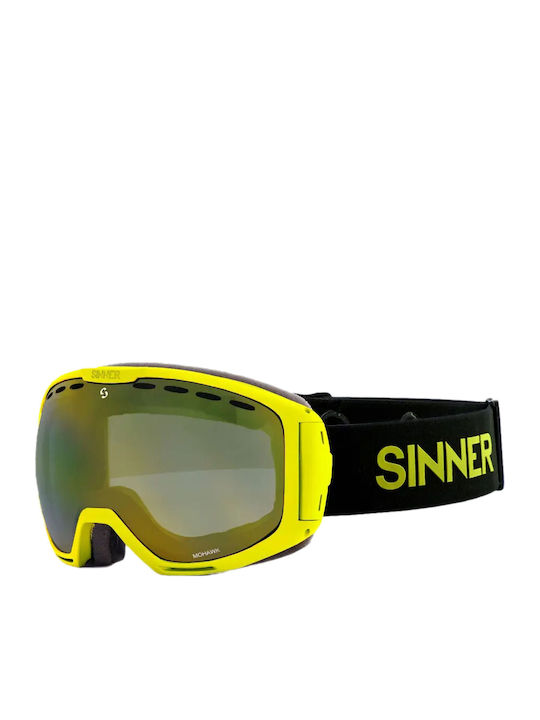 Sinner Mohawk Μάσκα Σκι & Snowboard Ενηλίκων Κίτρινη με Φακό σε Γκρι Χρώμα