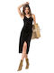 Matis Fashion Midi Evening Dress Velvet Wrap Black