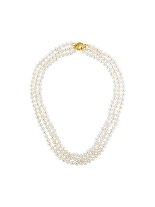 Necklace with 14K gold clasp and white pearls - M319443