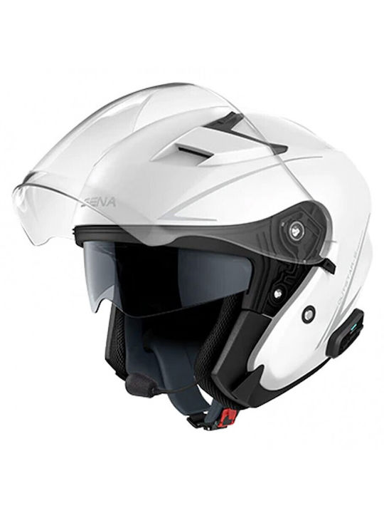 Sena Outstar S Jet Helmet with Sun Visor ECE 22.05 1550gr Glossy White SEN000KRA16