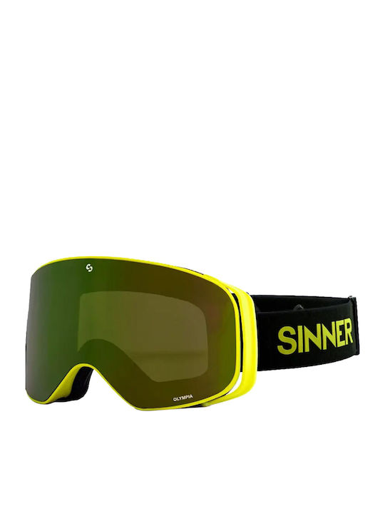 Sinner Unisex Ski & Snowboard Goggles Kids Yellow with Lens in Orange Color