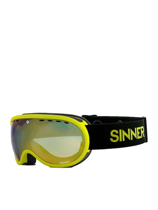 Sinner Vorlage S Ski & Snowboard Goggles Kids Yellow with Lens in Orange Color