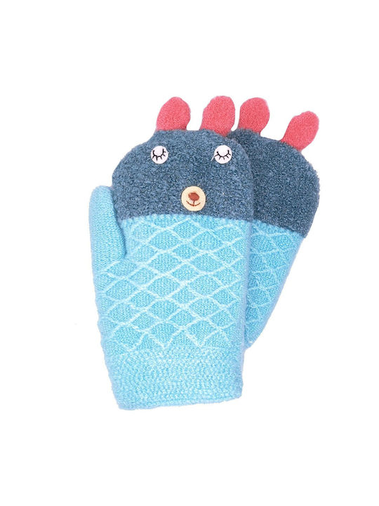 Knitted Kids Gloves with Inner Fur, Ears & Cord Detail