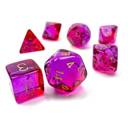 Chessex Dungeons & Dragons Gemini Translucent Dice Red-Violet/Gold