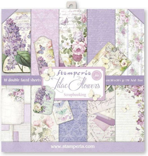 Stamperia Lilac Flowers Φύλλα Scrapbooking 190gr/m² 10 τμχ 10τμχ