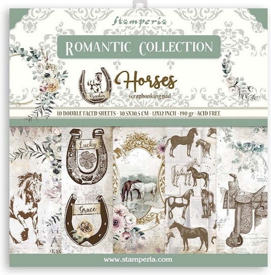 Stamperia Romantic Horses Листа Scrapbooking 190гр/кв.м 10 листове 10бр