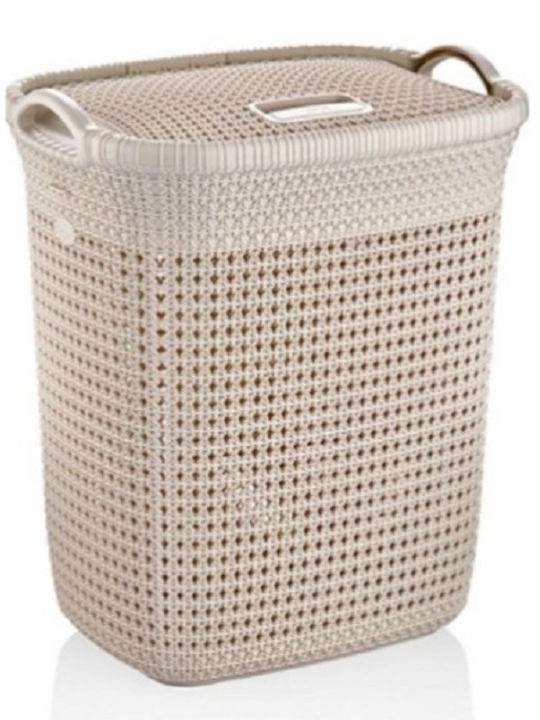 Viosarp R-8065 Laundry Basket Plastic with Cap 35x28x45cm Beige