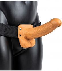 Shots Real Rock Hollow With Balls Harness με Dildo 23cm και Δόνηση σε Καφέ Χρώμα Shots Real Rock Hollow With Balls Harness με Dildo 23cm και Δόνηση σε Καφέ Χρώμα