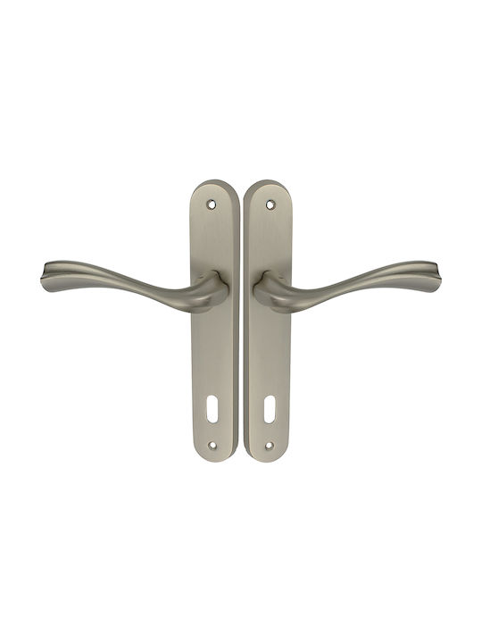 Door handles with plate Pair (2pieces) in Nickel Matt No 216 Viobrass