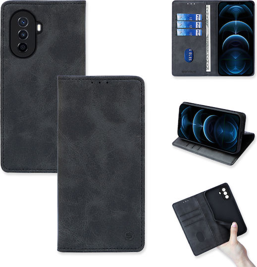 Sonique Vintage Wallet Δερματίνης Μαύρο (Huawei Nova Y70)
